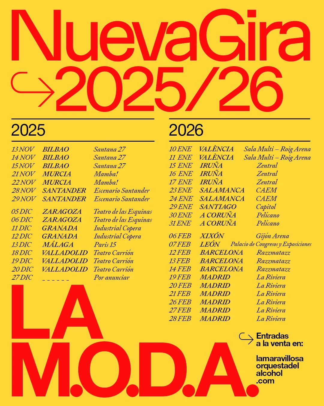 LA MODA ANUNCIA GIRA 2025-26