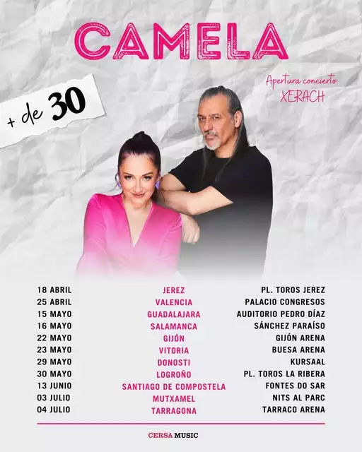 "Consulta la Gira Camela 2026 con todas las fechas de Mayo y Junio actualizadas. Compra tus entradas oficiales y no te pierdas el 30 aniversario."