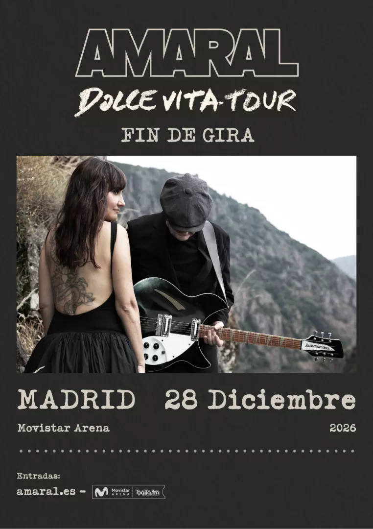 ¡No te quedes sin tus entradas para Amaral en Madrid! Compra tus tickets desde 41,80€ para el gran concierto Fin de Gira Dolce Vita Tour el 28 de diciembre de 2026.