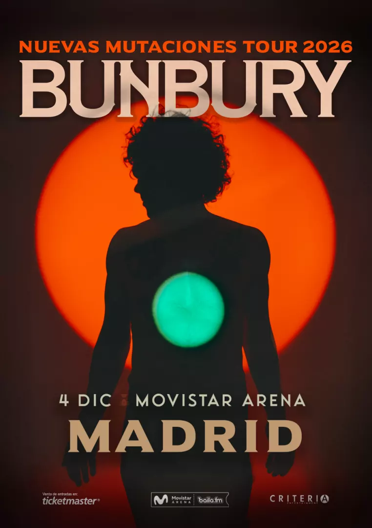 ¡Bunbury en Madrid 2026 confirma su regreso! Consulta aquí los horarios oficiales del Nuevas mutaciones Tour, precios de entradas y enlace en Baila.fm.