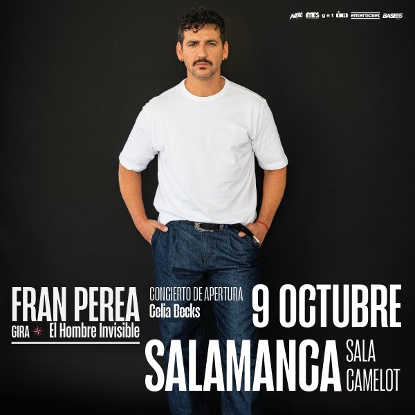 Toda la información sobre el concierto de Fran Perea en Salamanca en 2026. Conoce el precio de las entradas desde 25€, el horario en la Sala Camelot y cómo comprarlas.