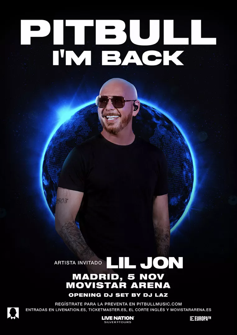 Pitbull en Madrid 2026: Fecha, Precios y Entradas del Tour I'M BACK