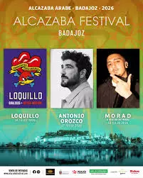 Cartel oficial del Alcazaba Festival Badajoz 2026 con los artistas