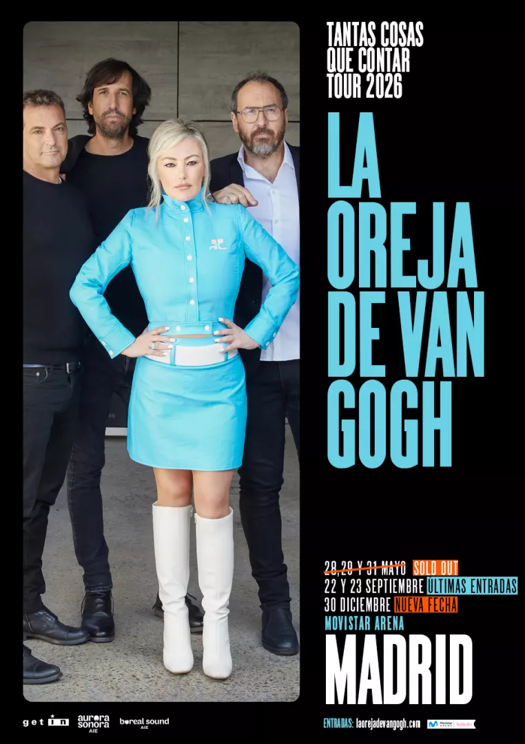Histórico: La Oreja de Van Gogh y Amaia Montero agotan las entradas para sus 3 conciertos de la gira 'Tantas cosas que contar Tour 2026' en Madrid.